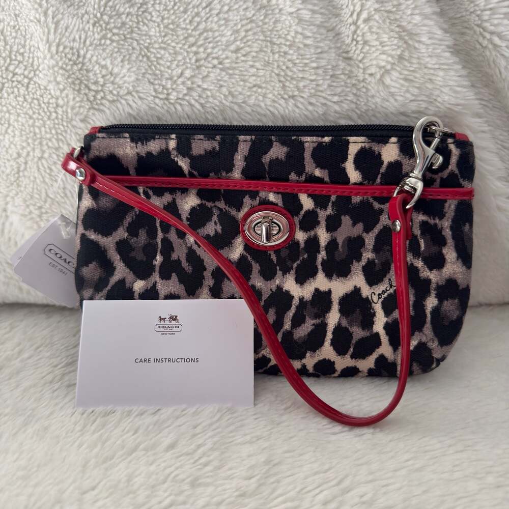 Coach Park Ocelot Medium Wristlet F49581 in Black Multi